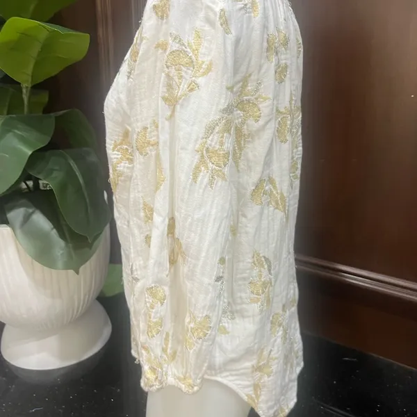 Anthropologie Floreat gold embroidered blouse size s - Image 5