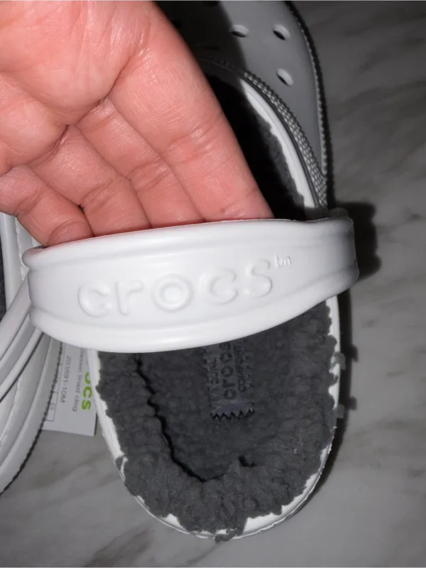 NWT Crocs Classic Lined Clog White Grey Fleece Unisex M8/W10 - Image 7