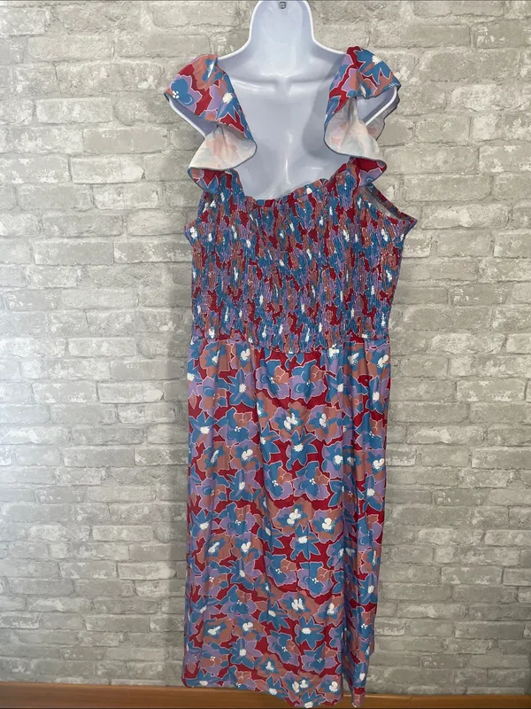 BloomChic Smocked Floral Maxi Dress in Red, Blue & Pink - Image 3