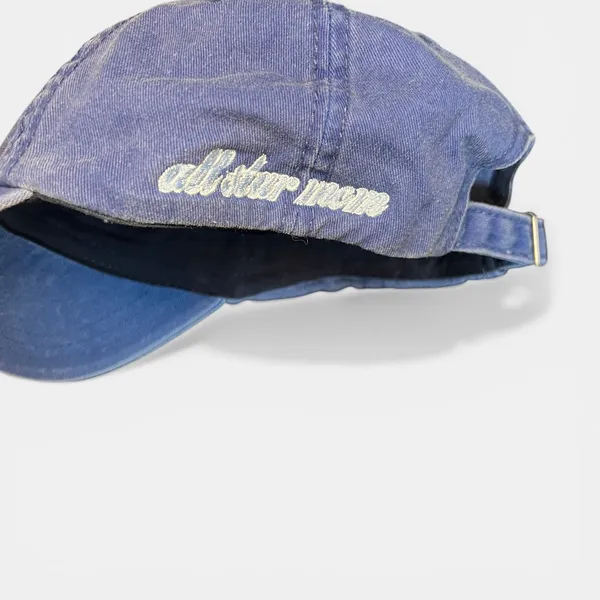 Varsity Embroidered Dad Hat Blue Washed Adjustable Strapback Vintage Style‎ Cap - Image 2