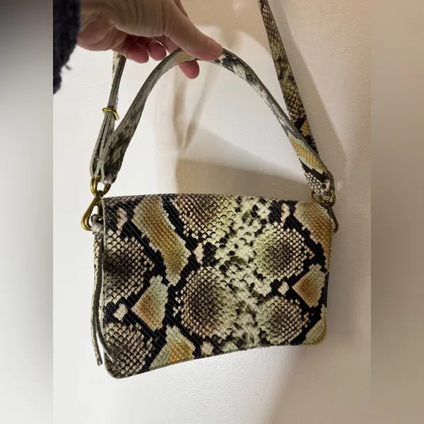 Madewell The Flap Convertible‎ Crossbody Snake Embossed Leather Bag Purse - Image 3