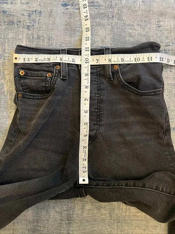 Levi's Faded Black Button Fly High Rise Ribcage Straight Leg Ankle Jeans Size 24 - Image 7