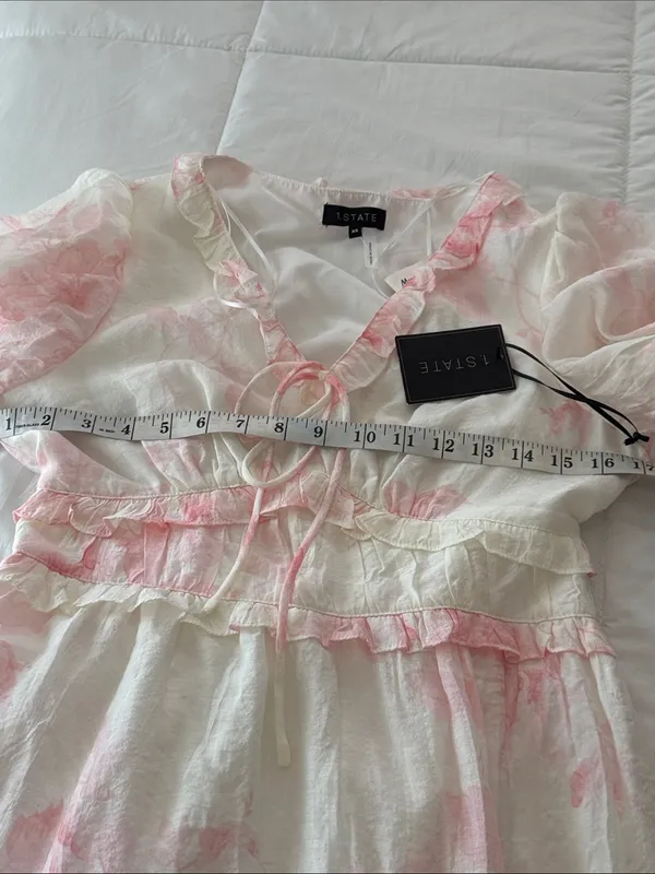 1. State Pastel Pink Floral Maxi Dress with Ruffled Puff Sleeves size XS - Image 5