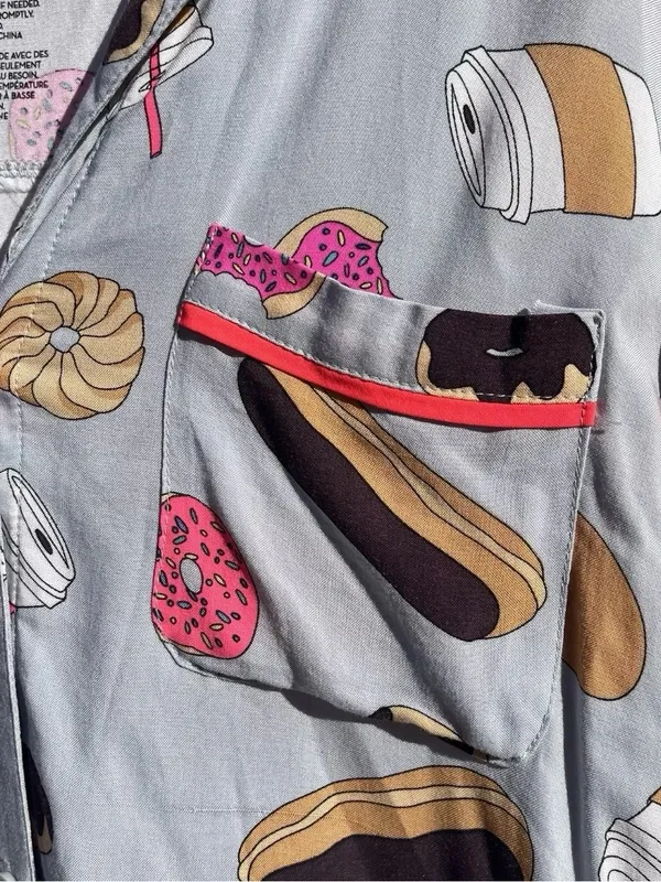 Xhilaration Women’s Donuts Pastries & Iced Coffee Sleep Shirt Nightgown Size L - Image 3