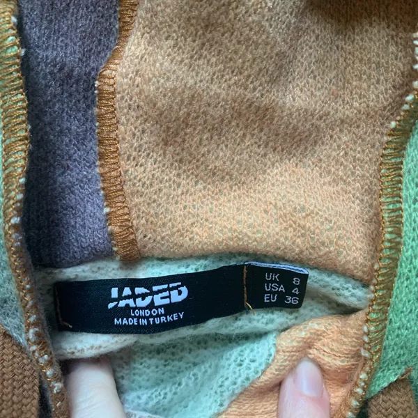 Jaded London oversized patchwork lightweight knitted hoodie wool blend 4 - Image 5