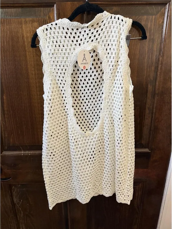 ATOG white crochet swim cover dress Size M - Image 3
