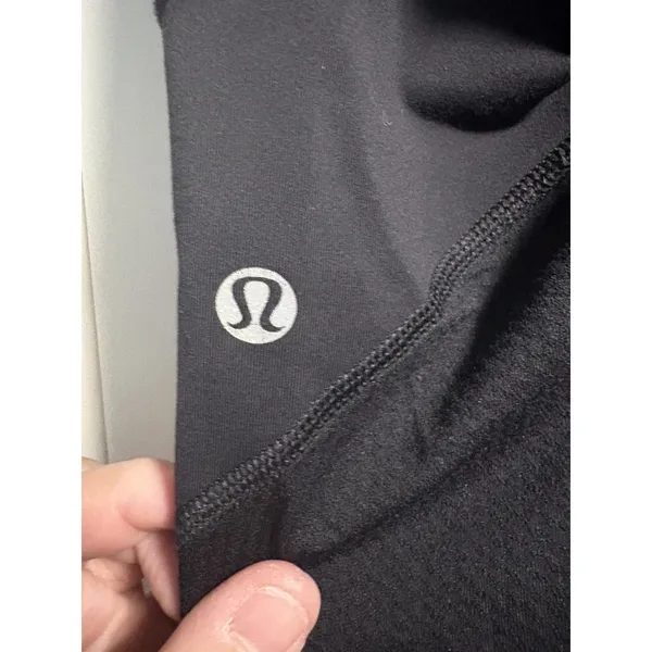 Lululemon Cropped Leggings Women Size 6 Black Mesh Ruched Run Inspire Capri - Image 3