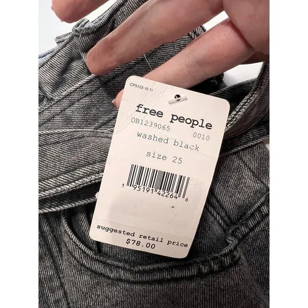 Free People East Of Eden Button Fly Denim Black Jean Skirt Belted Sz 25 /S NWT - Image 4