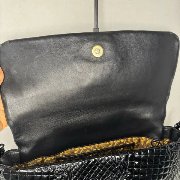 Versace Black Vanitas Medusa Patent Leather Shoulder Bag - Image 10