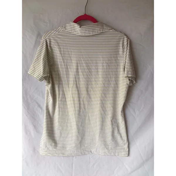 Nike Golf L White with Green Striped V-neck Polo Short Sleeve - Image 4