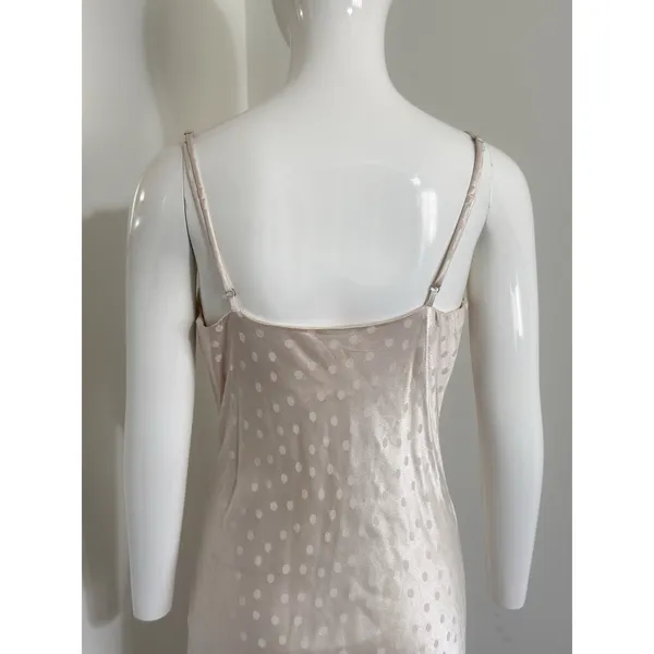 Lovestitch Midi Slip Dress M Beige Polka Dot Asymmetric Hem Boho Summer Wedding - Image 8
