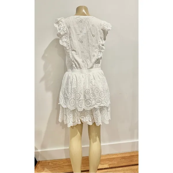 New Steve Madden Eyelet Ruffle Dress Sz L White Elastic Waist Cotton NWT - Image 8