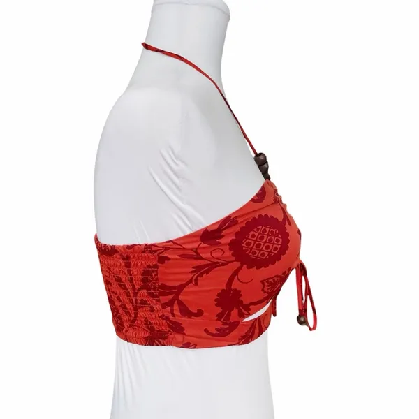 Anthropologie Floral Halter Cutout Crop Top NWT Medium - Image 4