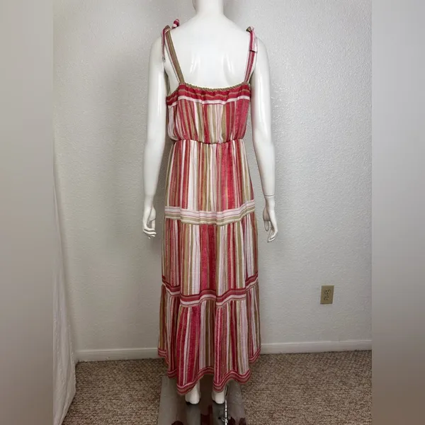 Unbranded Cotton Blend Striped Maxi Dress in Red/White and Green J-8 - Image 3