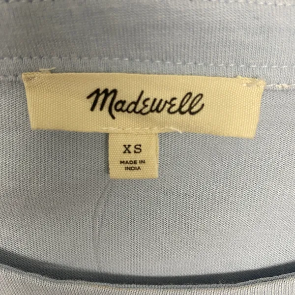 Madewell Top Womens‎ XS Blue Crewneck Puff Sleeve Ruched Cotton T Shirt NU869 - Image 5