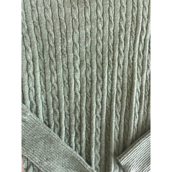 J. Crew Green Wool Cashmere Blend Cable-Knit Turtle Neck Long Sleeve Sweater S - Image 4