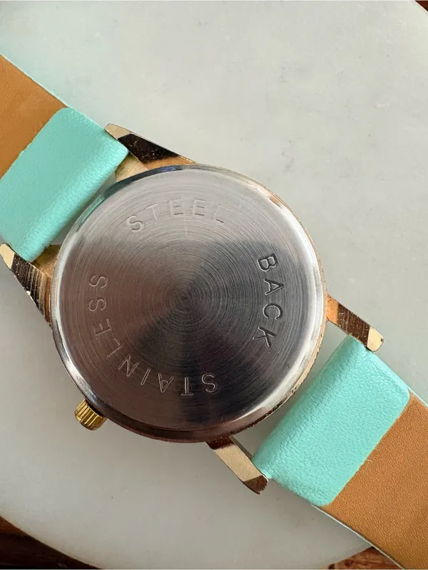 Mint Cat Watch with Gold Accents Needs Battery Green - Image 3
