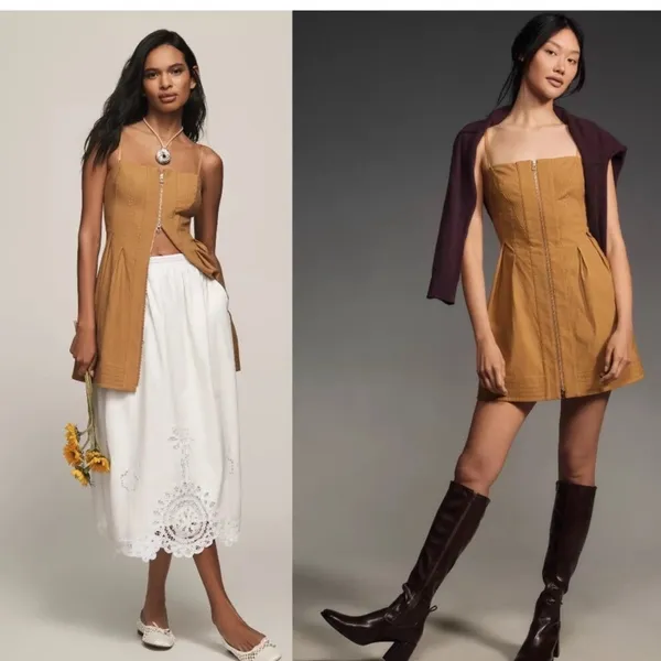MAEVE New Anthropologie Structured Zip-Front Mini Dress Size XL - Image 2