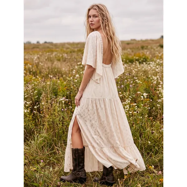 Free People Dainty Ethereal Fairy Cha Cha Maxi Dress in Ivory Cream Size Medium - Image 4