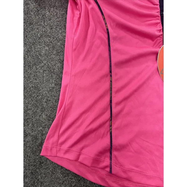 Greg Norman ML75 Play Dry Golf Polo Women Small Bright Pink Navy Ruched NWT - Image 6