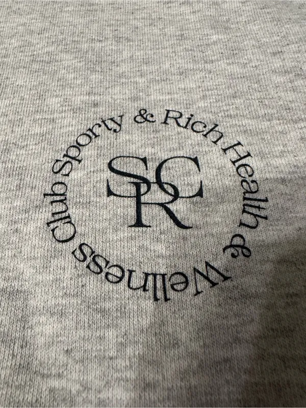Sporty & Rich Wellness Club Cotton Blend Light Gray Hoodie - Size XL - Image 6
