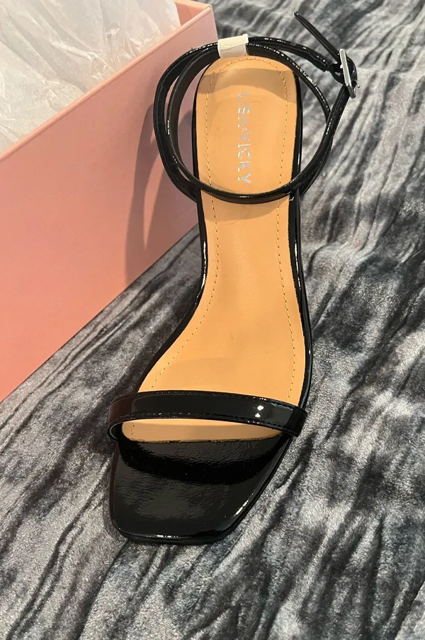 Black Patent Strappy Heels Size 7 By Lisa Vicky - Image 2