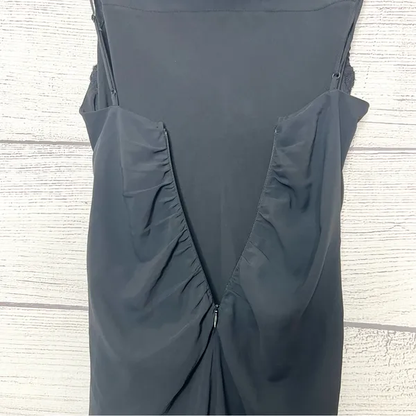 Abercrombie & Fitch Black Asymmetrical Bodycon Ruched Midi Dress Size XXS - Image 9