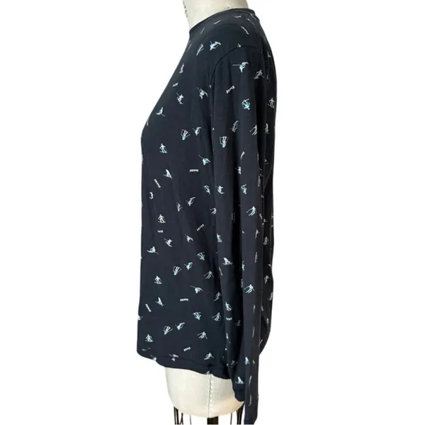 SKIMS Boyfriend Long Sleeve T-shirt in Washed Onyx Ski Print Size XL - Image 8