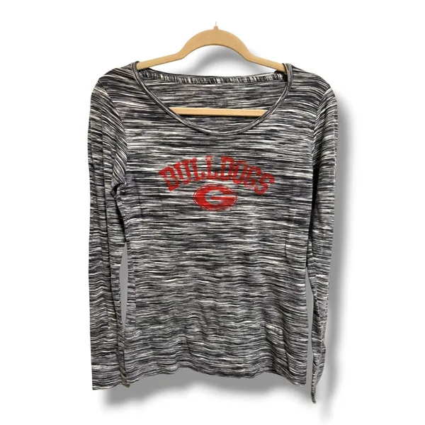Georgia Bulldogs Space Dye Long Sleeve Tee NCAA Black Gray Red Graphic‎ Womens L - Image 2