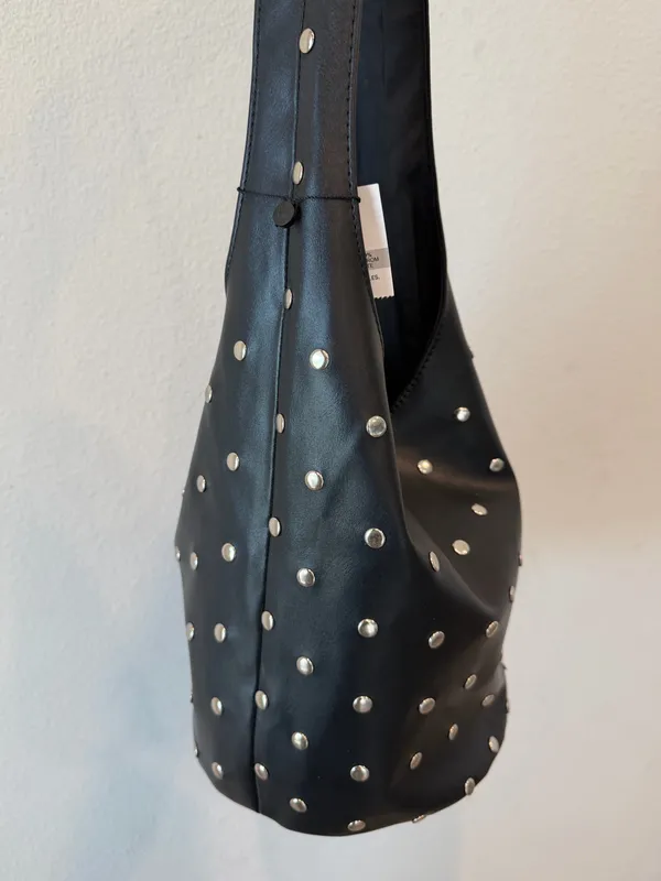 Cotton On Black Studded Hobo Shoulder Bag- NWT - Image 3