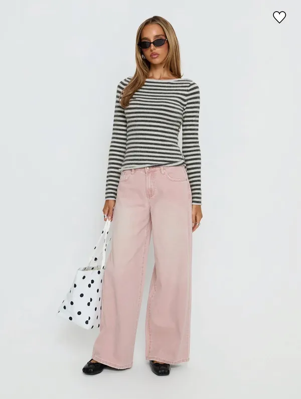 Princess Polly Lucky Dip Mid Rise Straight Leg Jeans Washed Pink - Image 2