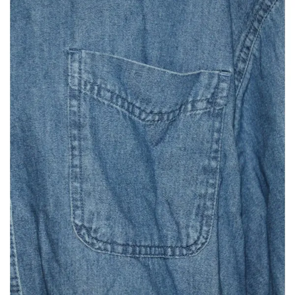 Harrah's Casino Blue Denim Button Up Shirt Top Size XL Cotton Embroidered Logo - Image 4