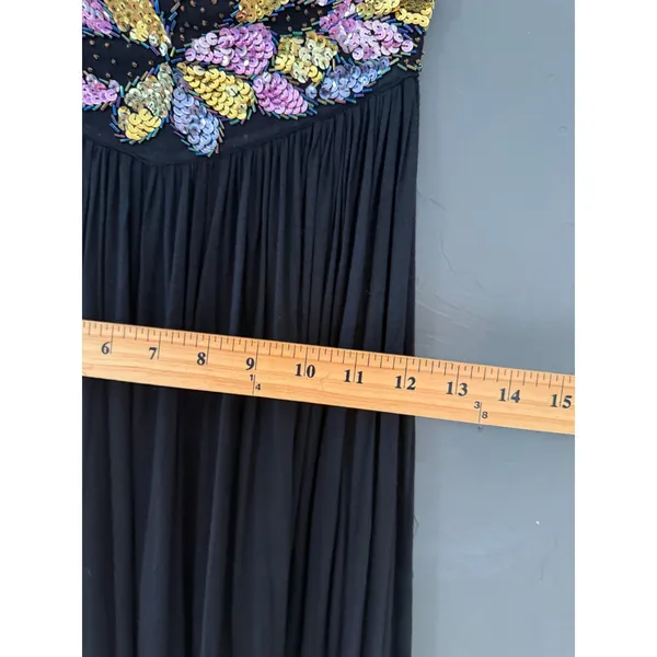 Jane Ashley Vintage Y2k Black Sequin Butterfly Maxi Skirt Womens Small Fairy - Image 6