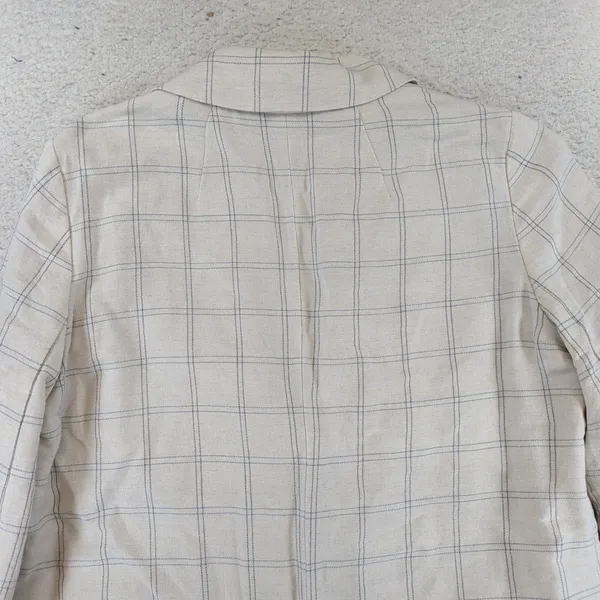 Madewell Dorset Blazer Linen Blend Windowpane Plaid Beige‎ AI160 Womens Small - Image 9