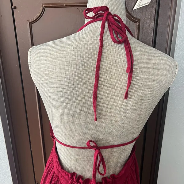 R. Vivimos wine red halter open back swing dress - Image 7