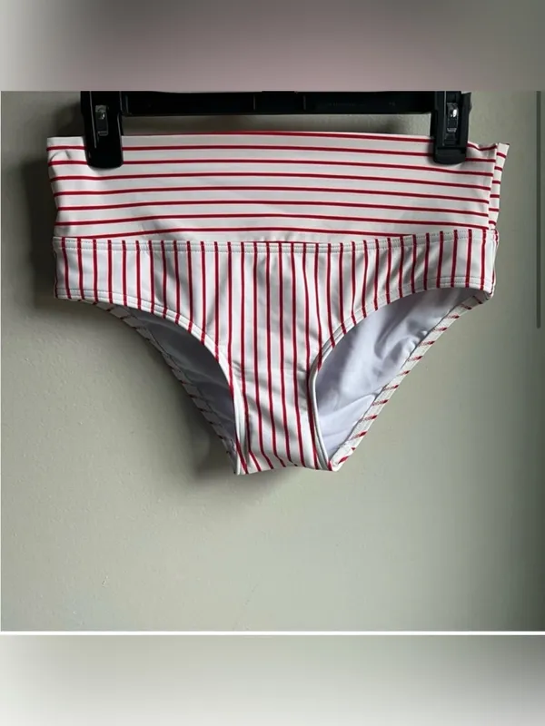 Figleaves Castaway Fold Red and White Striped Bikini Bottoms only NWT Size 8 - Image 2