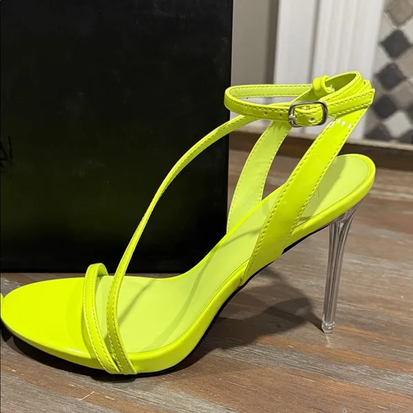 New AAJ‎ by Adminah Neon Green Strappy Stiletto Sandals – Size 7 - Image 3