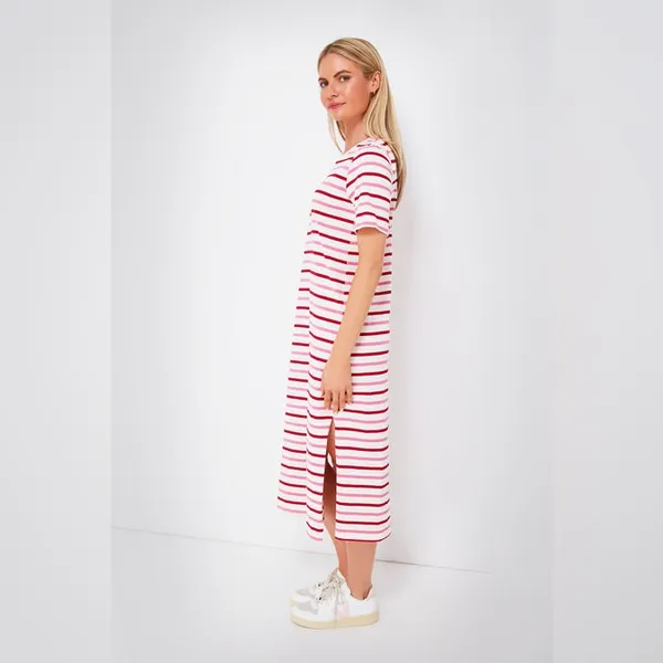 Tuckernuck Pomander Place Gio Stripe Short Sleeve Long Maxi Dress Red Pink Small S - Image 2