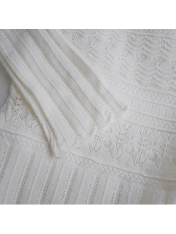 Sézane NWT La Maille Ronnie in Ecru Textured Pointelle Knit Sweater Top XS - Image 7