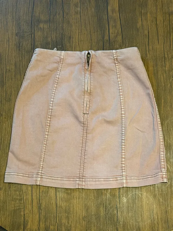 Free People Modern Femme Denim High-Waist Mini Skirt dusty rose/mauve pink wash - Image 3