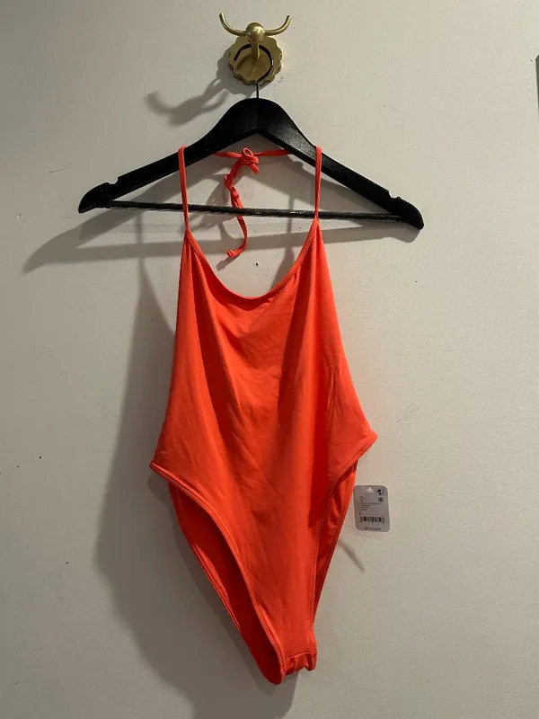 TOAST Swim Free People High Cut One Piece Swimsuit Halter in Radiant Watermelon - Image 3