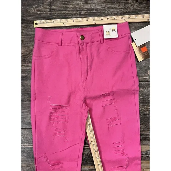 Holic Jeans Pink Distressed Skinny Size M Stretchy‎ NWT - Image 5