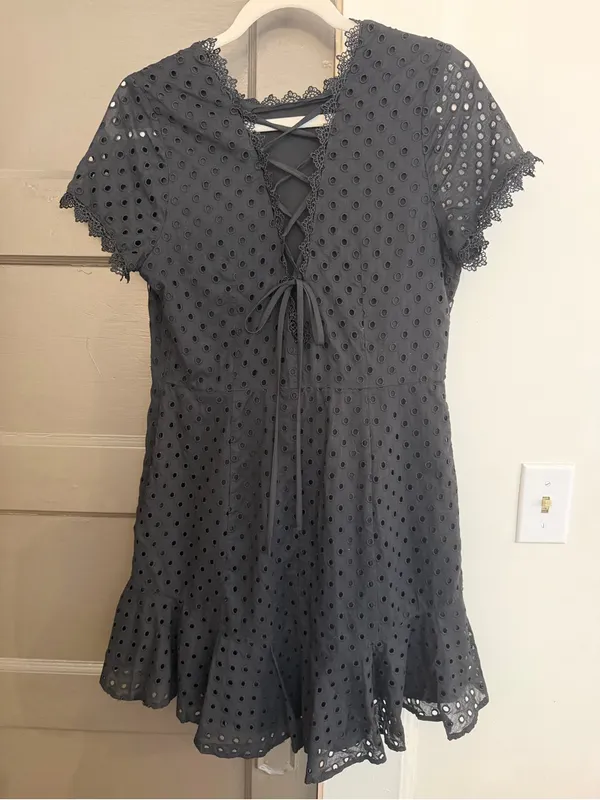 WAYF black eyelet mini dress - Image 2