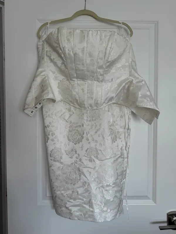 Lulus Melva White Satin Jacquard Two-Piece Bustier Maxi Dress - Image 3