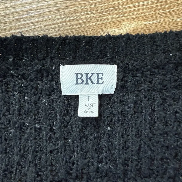 Buckle BKE Women's Black Open Front Cardigan Chunky Knit Pockets Size L Cozy Fall Style - Image 2