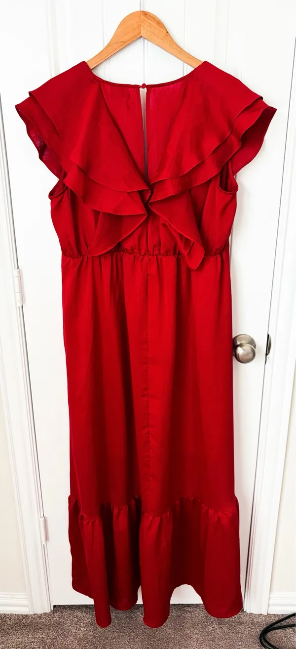 A New Day Women’s Flutter Short Sleeve Maxi Dress Red Size Large - Image 3