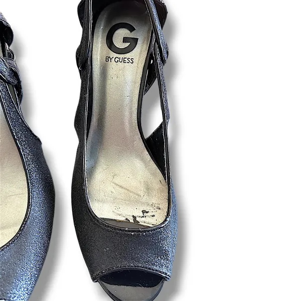 G by Guess Platform Pumps Womens‎ Black Good Glitter Peep Toe Heels Size 7.5 - Image 11