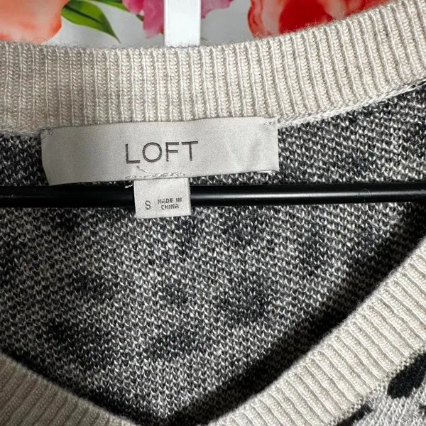 390. LOFT black + white cheetah print sweater Size S - Image 2