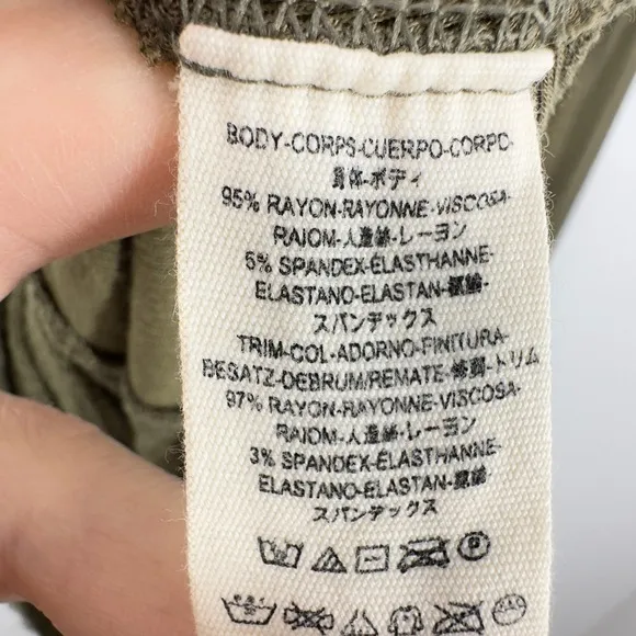 We The Free Thermal Waffleknit XS Olive Green Long‎ Sleeve Thumb Hole Layering - Image 2