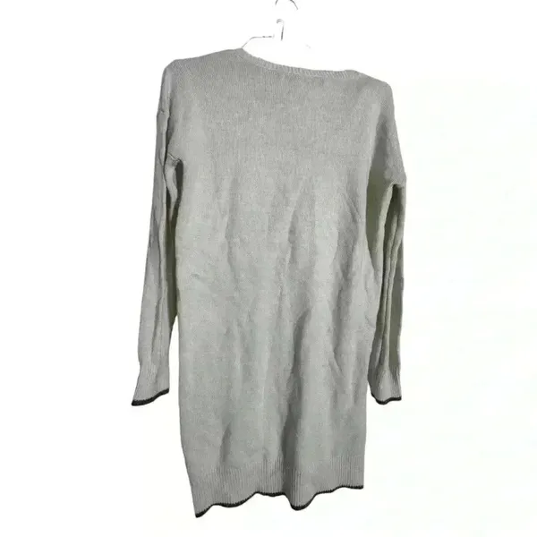 Cupcakes and Cashmere Sweater Dress Women’s med Ivory Gray Trim Stretch d15 - Image 4